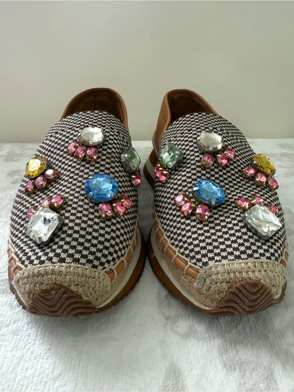 Tory Burch Daisy Crystal Embellished Slip On Espadrilles